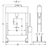 Presse d´atelier 70T, manuelle et pneumatique, COMPAC