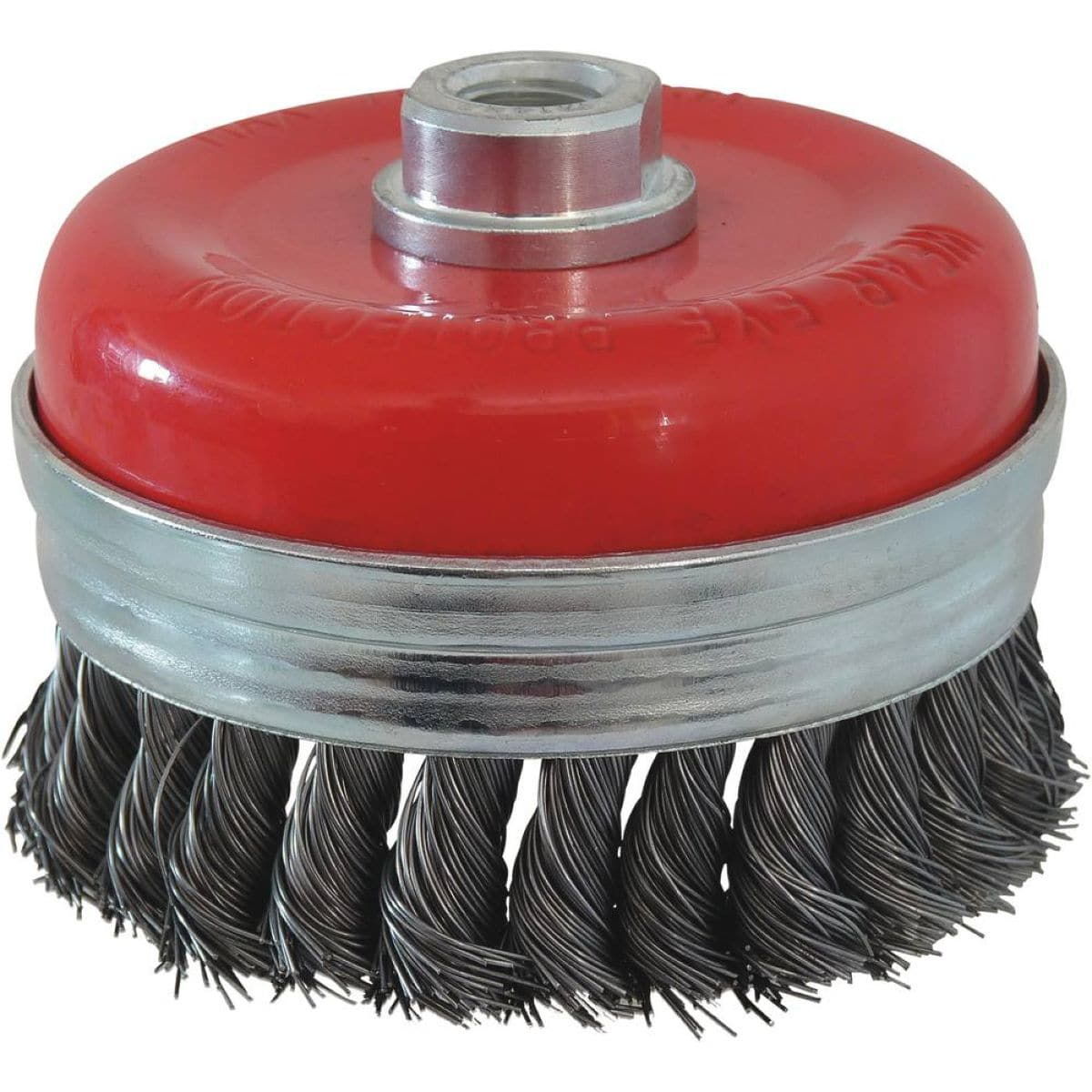 Brosse conique Ø 100mm avec alésage M14, acier 0,50mm torsadé, DRAKKAR