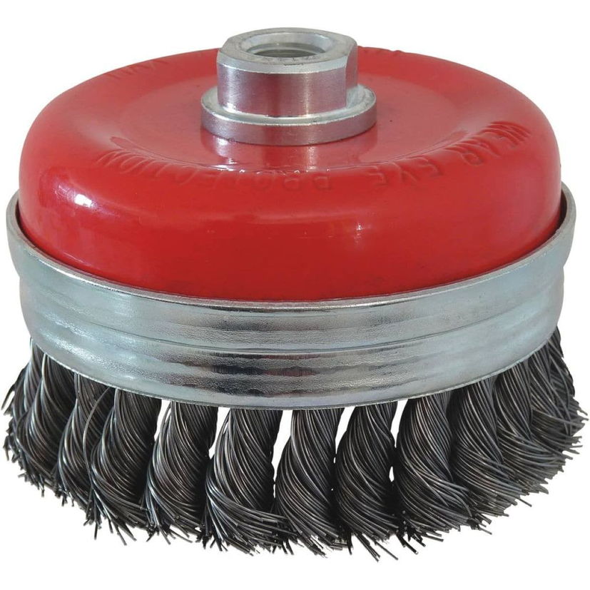 Brosse conique Ø 100mm avec alésage M14, acier 0,50mm torsadé, DRAKKAR