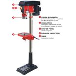 Perceuse sur colonne monophasée, 230V/750W, vitesse 16, DRAKKAR