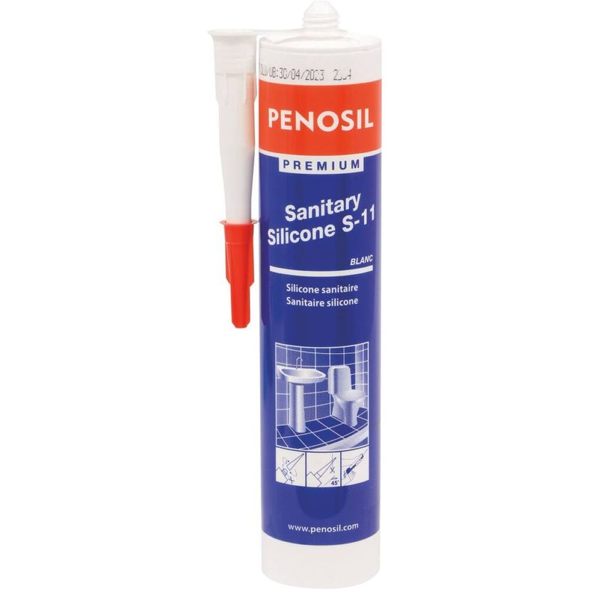 Cartouche mastic silicone blanc 300 ml, anti-moisissures, spécial sanitaires