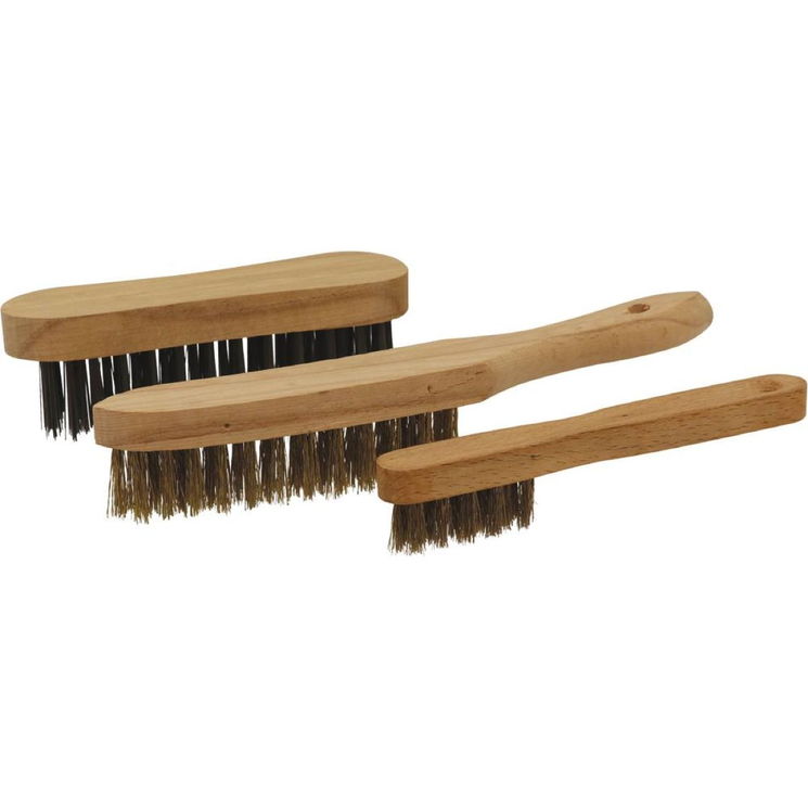 Lot de 3 brosses métaliques: 1 violon, 1 manche, 1 bougie, fil en acier laitonné