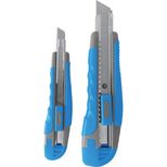 Lot de 2 cutters bi-matière auto-bloquant, lame sécable de 9 et 18 mm, STILKER