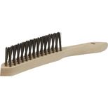 Brosse métallique, fil inox, 3 rangs, 30x280 mm, spéciale soudure, manche bois