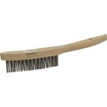 Brosse métallique, fil inox, 3 rangs, 30x280 mm, spéciale soudure, manche bois