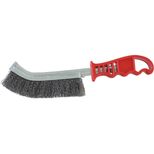 Brosse métallique convexe avec fil acier ondulé 0,30 mm, longueur 250 mm, poignée plastique