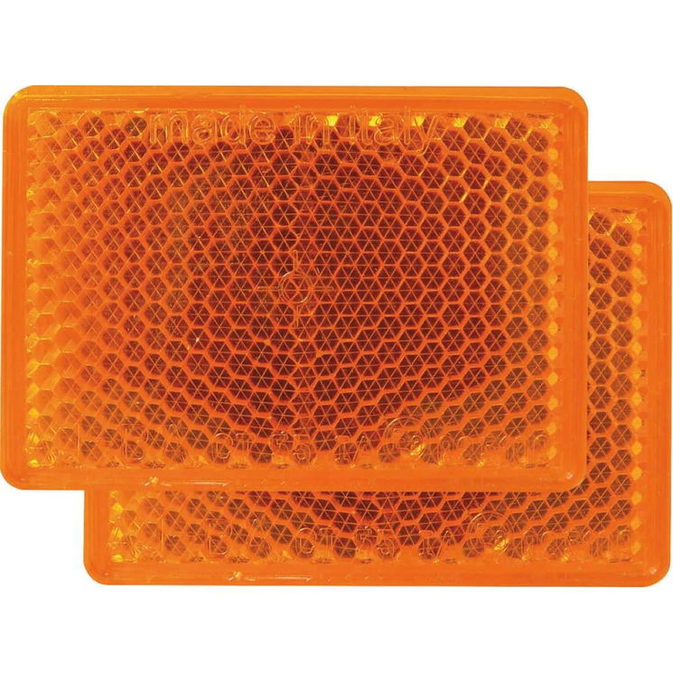 Lot de 2 catadioptres rectangles 56x39 mm, orange adhésif