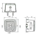 Feu de position avant blanc 63x67x43 mm, entraxe 30 mm, fixation par vis