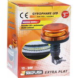 Gyrophare 45 LED extra plat sur tige 20W, double flash, bitension 12/24V, homologué R65-R10