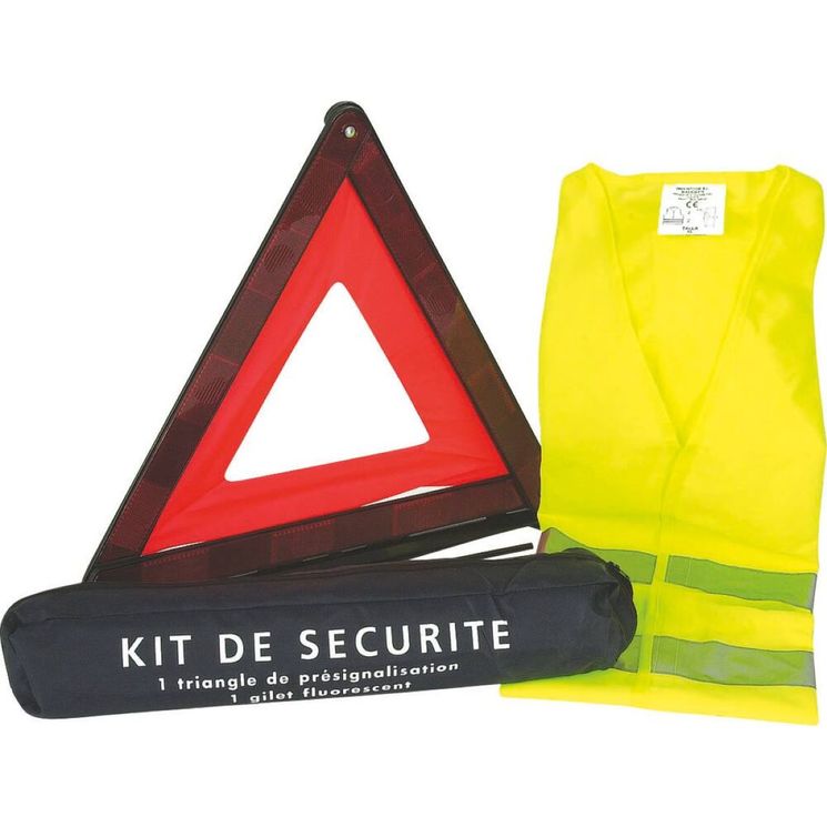 Kit de sécurité - triangle et gilet fluo XL, normes européennes