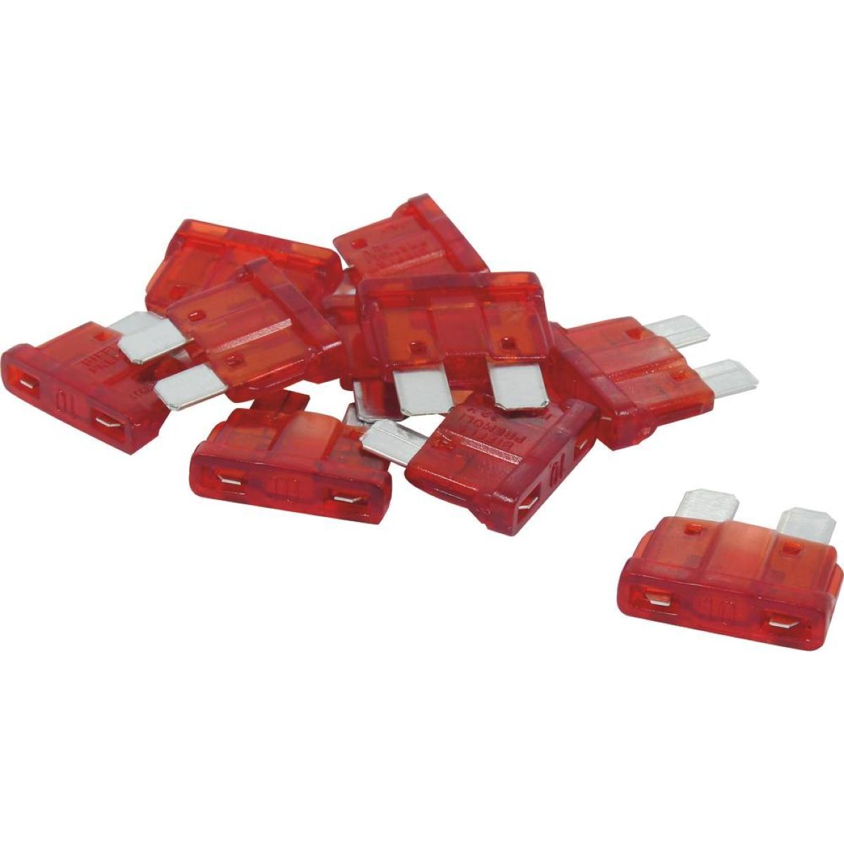 Lot de 10 fusibles enfichables standard rouge 10A