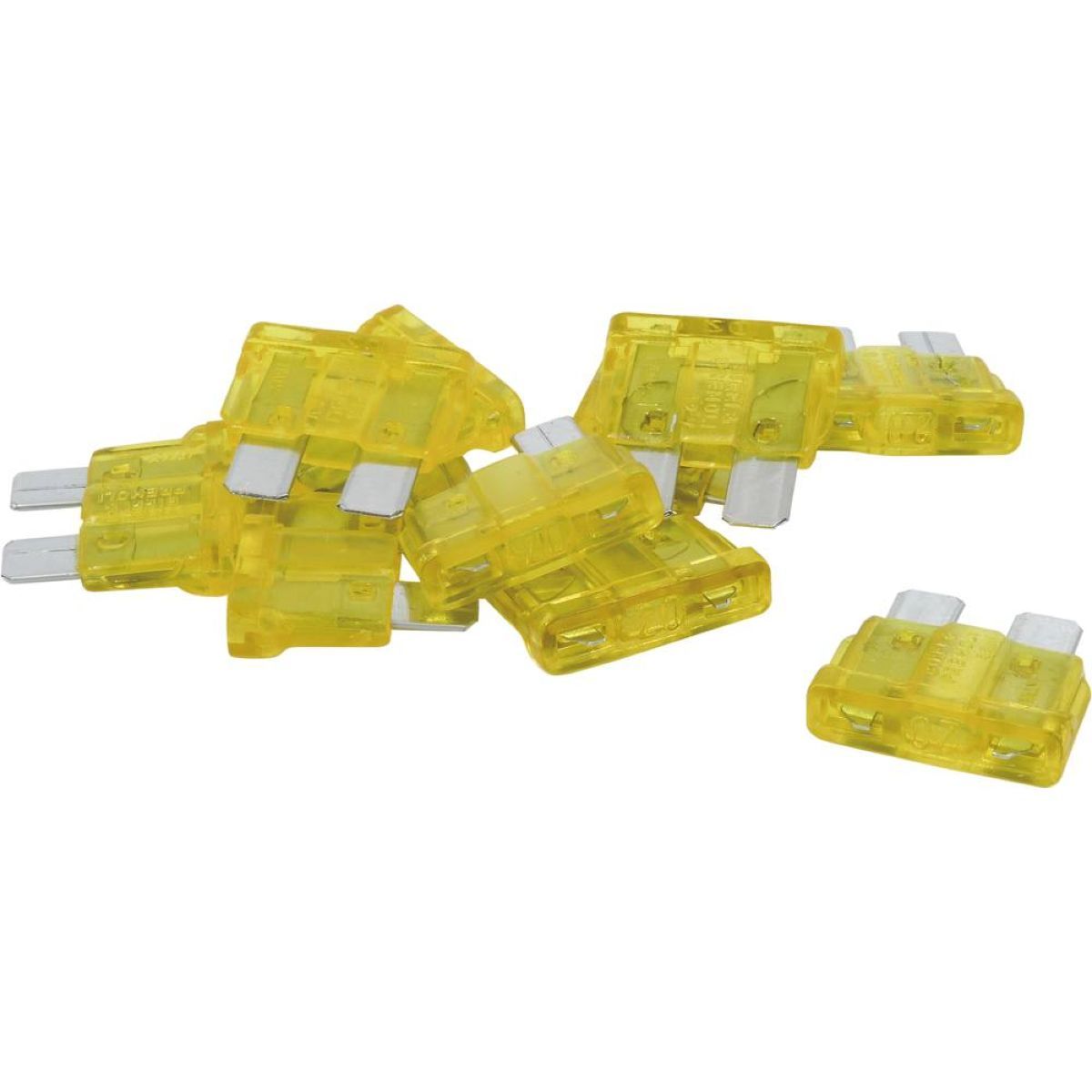 Lot de 10 fusibles enfichables standard jaune 20A