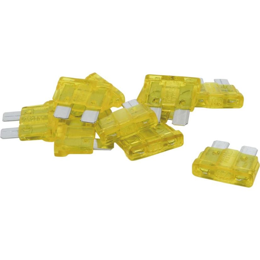 Lot de 10 fusibles enfichables standard jaune 20A