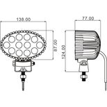 Phare de travail ovale 12 LED 36W, lumens 2400