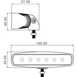 Mini-phare de travail rectangulaire 6 LED 18W, lumens 1000