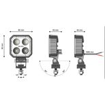 Phare de travail 4 LED en carbone, 9W, lumens 1000, 90x90 mm, SACEX