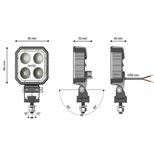 Phare de travail carré magnétique 4 LED en carbone, 9W, lumens 1000