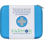 Trousse de secours “Atelier mécanique et Maintenance” 4/6 personnes, trousse en EVA bleu fluorescent avec croix rétro-réfléchissante