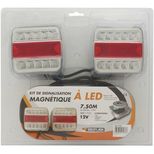 Kit de signalisation arrière LED magnétique, entre feux 2,50 mètres, câble 7,50 mètres