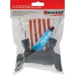 Kit de réparation pneus Tubeless avec 1 outil alésoir, 1 porte-tresse, 5 tresses de réparation et 1 tube de colle vulcanisante 12 ml, DRAKKAR