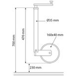 Roue jockey 80kg jante PVC tube Ø 35mm