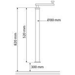 Béquille télescopique avec fixation réglable, capacité 1200 kg, carré de 80 mm, course 300 mm