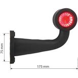 Feu de gabarit LED 12/24V rouge/blanc, côté droit, déporté coudé 175 mm, fixation par vis