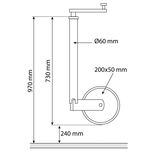 Roue jockey AUTOMATIQUE 500kg jante acier, tube Ø 60mm