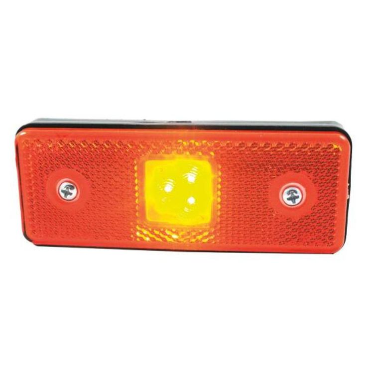 Feu de position à LED 12/24V orange rectangulaire, catadioptre incorporé, 110x41x10 mm, entraxe 75 mm, à fixer