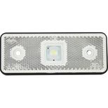 Feu de position à LED 12/24V blanc rectangulaire, catadioptre incorporé, 110x41x10 mm, entraxe 75 mm, à fixer