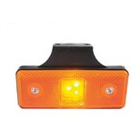 Feu de position latéral à LED 12/24V orange rectangulaire, catadioptre incorporé, 110x41x10 mm, entraxe 30 mm, sur languette coudée à 90°