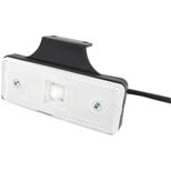 Feu de position latéral à LED 12/24V blanc rectangulaire, catadioptre incorporé, 110x41x10 mm, entraxe 30 mm, sur languette coudée à 90°