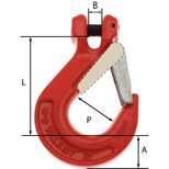 Crochet à chape avec linguet de securité pour chaîne Ø10mm, grade 80, CMU 3,15 tonnes