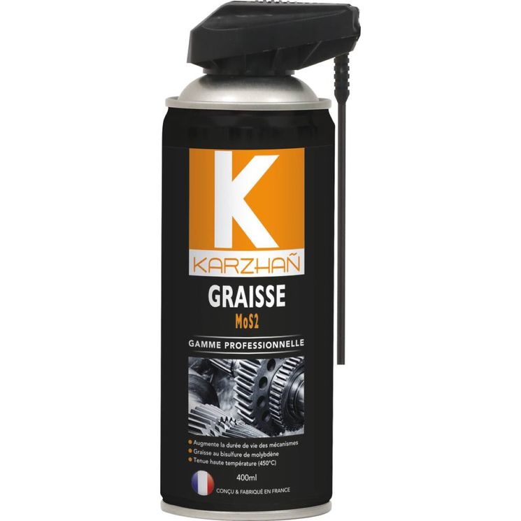 Graisse MOS2 KARZHAÑ, lubrifiant à base de graisse lithium et de MOS2, aérosol de 400 ml