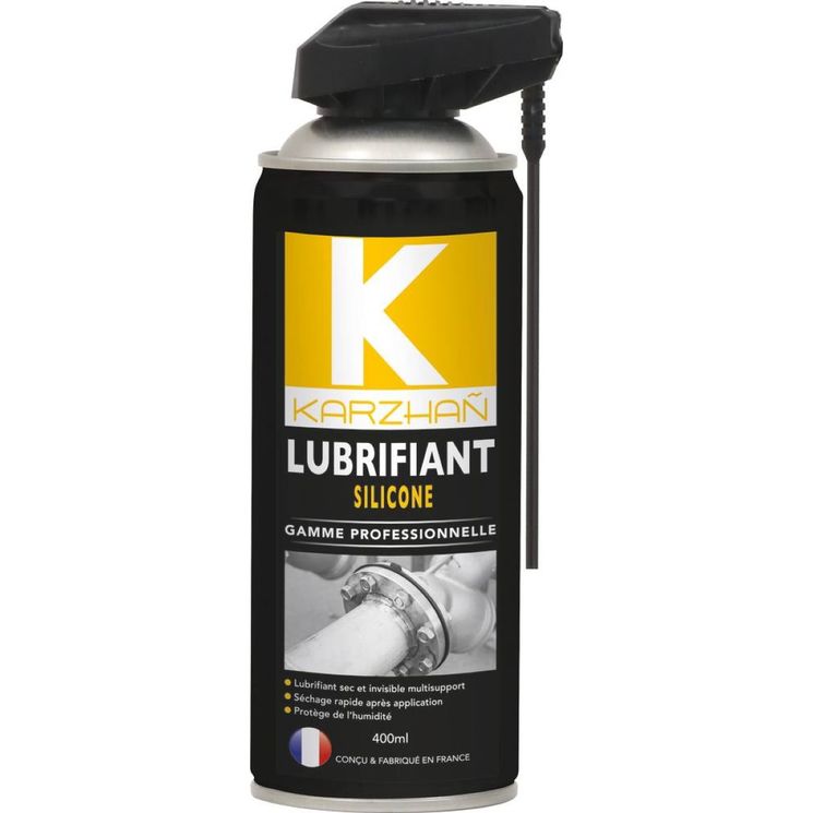 Lubrifiant silicone KARZHAN, protège de l’humidité, sec et invisible multisupport, aérosol de 400 ml