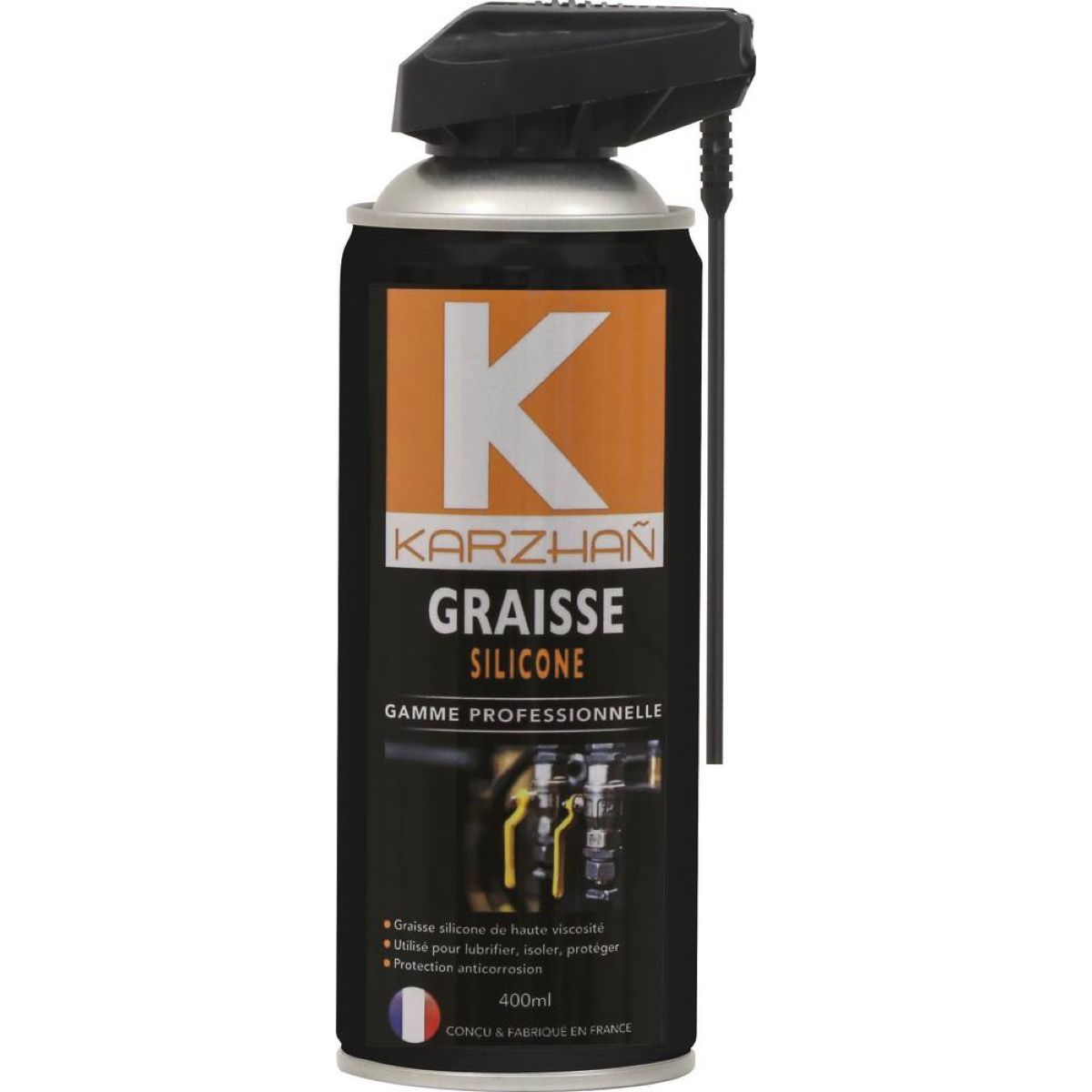 Graisse silicone de haute viscosité KARZHAÑ pour la lubrification, l'isolation et la protection, aérosol 400 ml