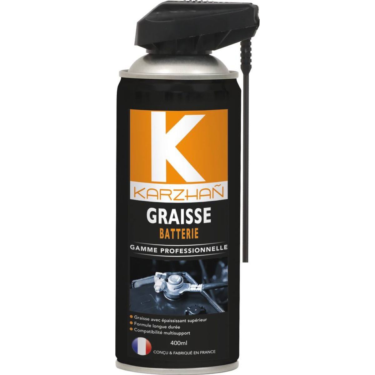 Graisse batterie KARZHAÑ, épaississant supérieur, compatibilité multisupport, longue durée, aérosol 400 ml