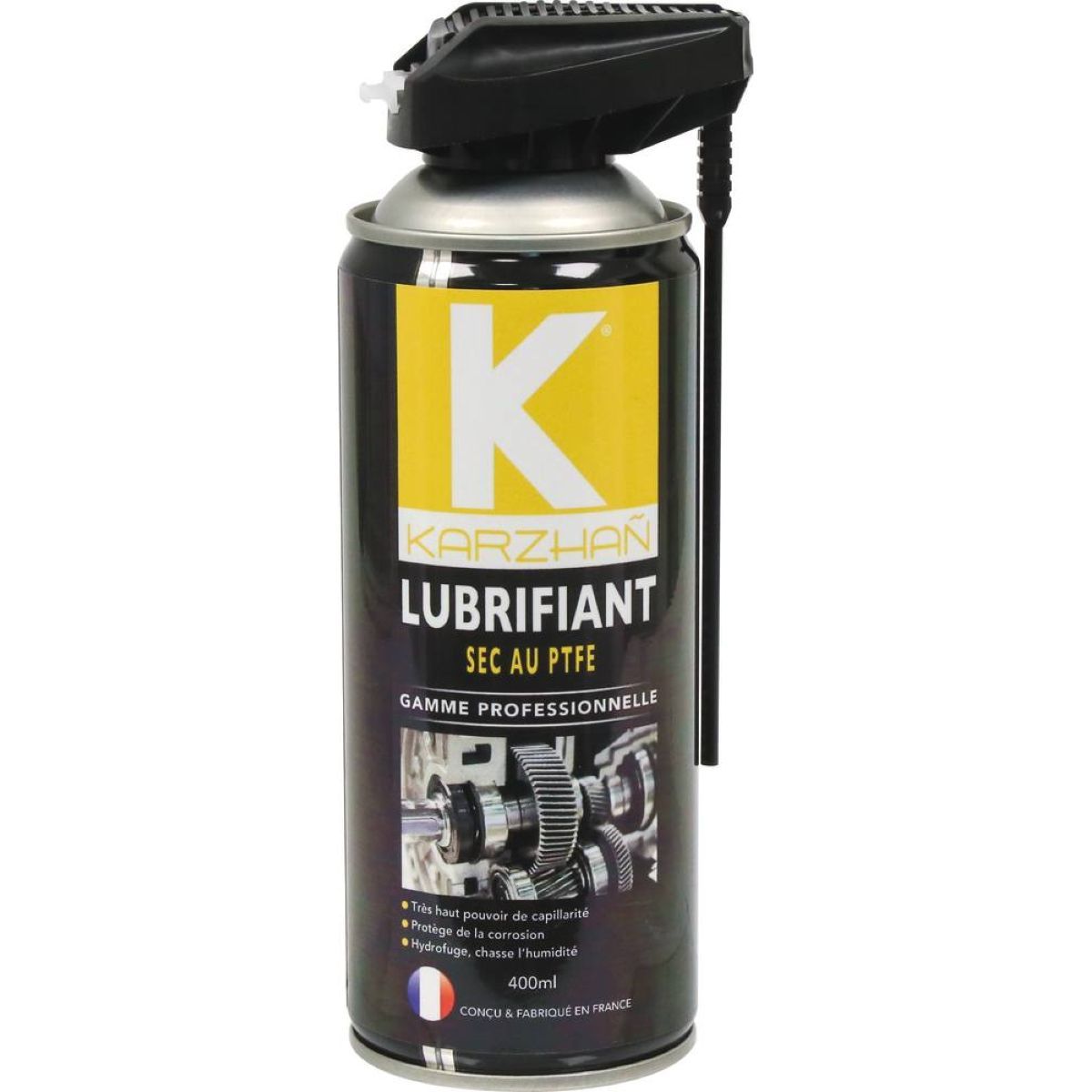 Lubrifiant à sec au PTFE KARZHAN, protège de l’humidité, excellente stabilité thermique et chimique, aérosol de 400 ml