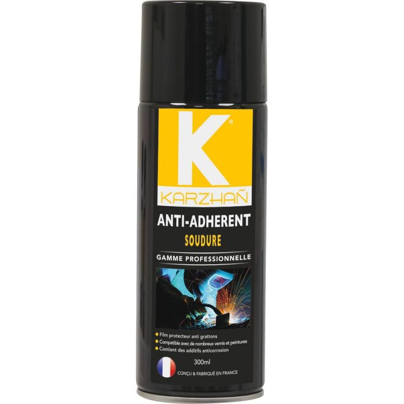 Anti-adhérent soudure KARZHAN, base aqueuse, compatibe avec de nombreuses peintures ou vernis, aérosol de 300 ml