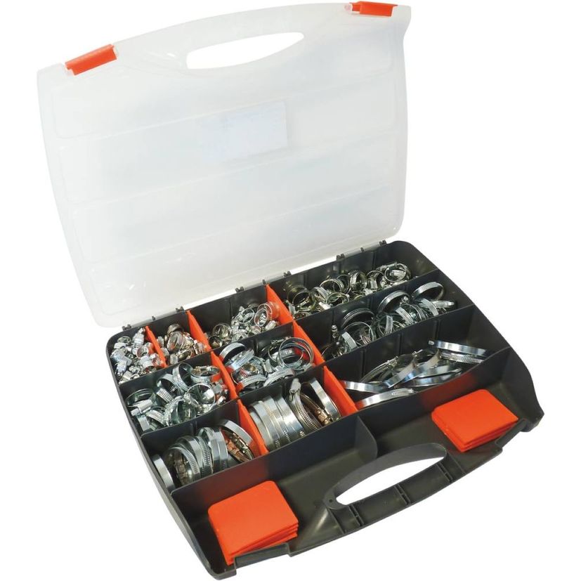 Coffret de 285 colliers à bande pleine 9 mm, de 8-12 mm à 60-80 mm