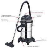 Aspirateur eaux et poussières cuve métallique 30L, 1200W, dépression 22kPa, SCHNEIDER