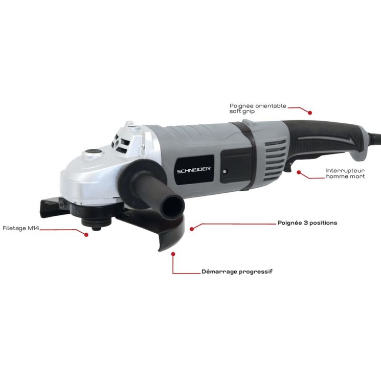 Meuleuse d'angle disque Ø230mm, 2400W, filaire, SCHNEIDER