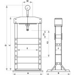 Presse d'atelier hydro-pneumatique 30T, manuelle et pneumatique, bâti soudé, course du vérin 180 mm, DRAKKAR