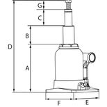 Cric bouteille hydraulique télescopique 2T, hauteur maxi 370 mm, double vérin, DRAKKAR