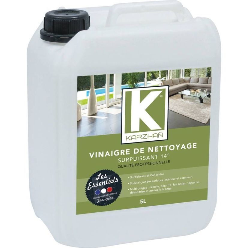 Vinaigre de nettoyage surpuissant 14° multi-usages, bidon de 5 litres