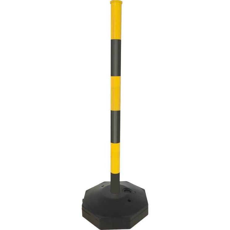 Poteau de signalisation 85cm plastique, jaune-noir avec base lestable