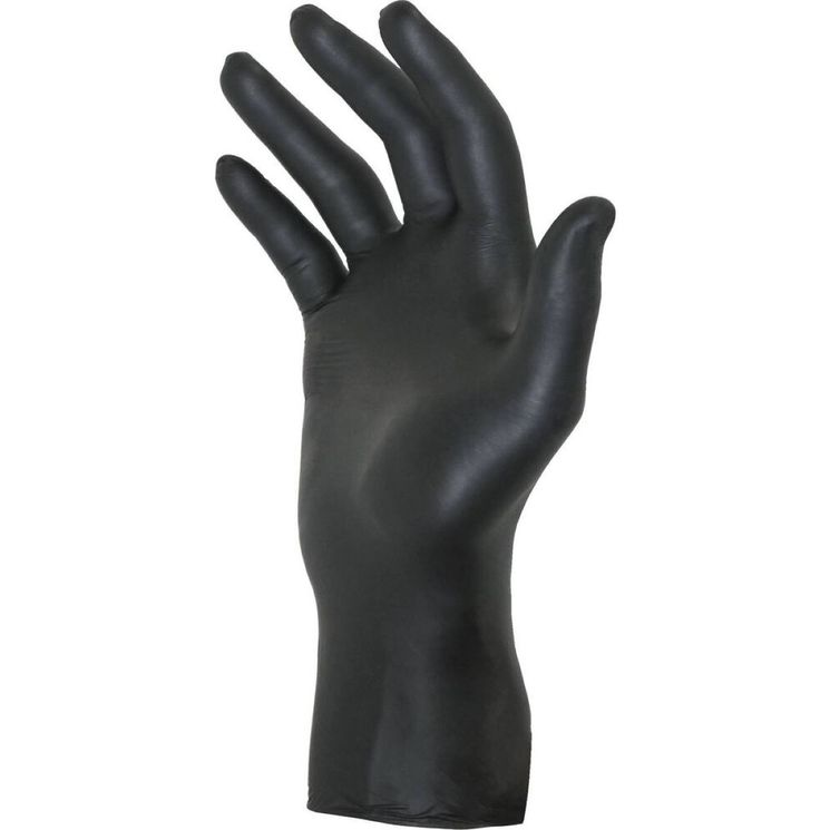 Boîte de 100 gants jetables de M à XXL - Nitrile - ambidextres, non poudré et non stérile, noir, NOWEAR