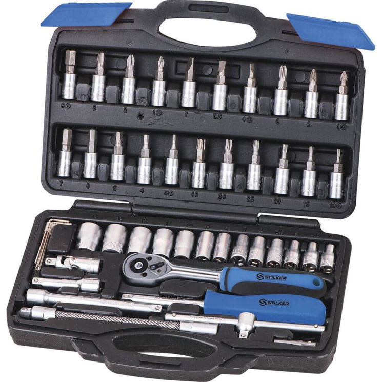 Coffret de 46 pièces avec 13 douilles 1/4", STILKER