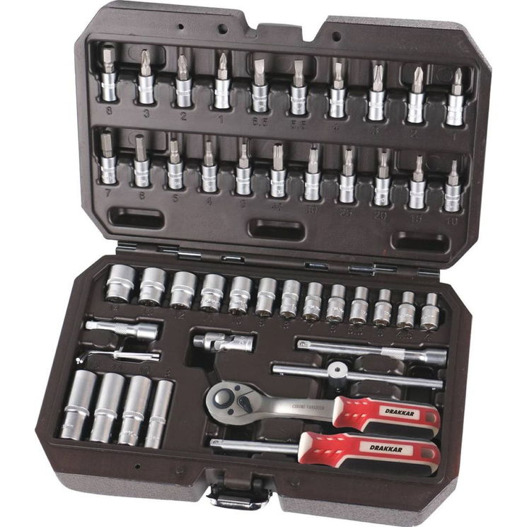 Coffret de 48 pièces, douilles 1/4", DRAKKAR