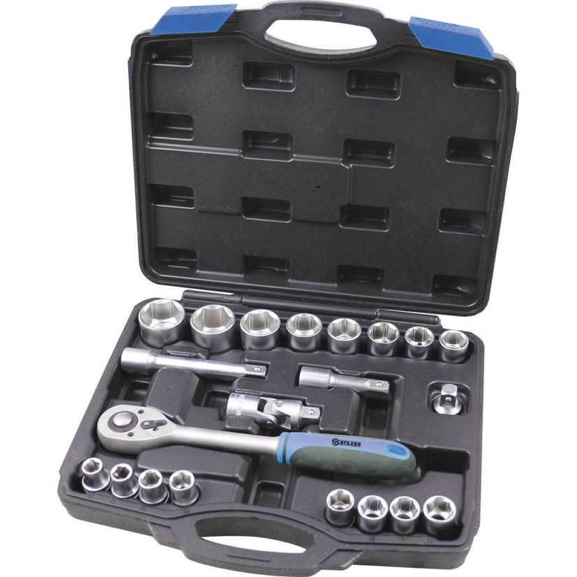 Coffret de 21 pièces avec douilles 1/2", STILKER